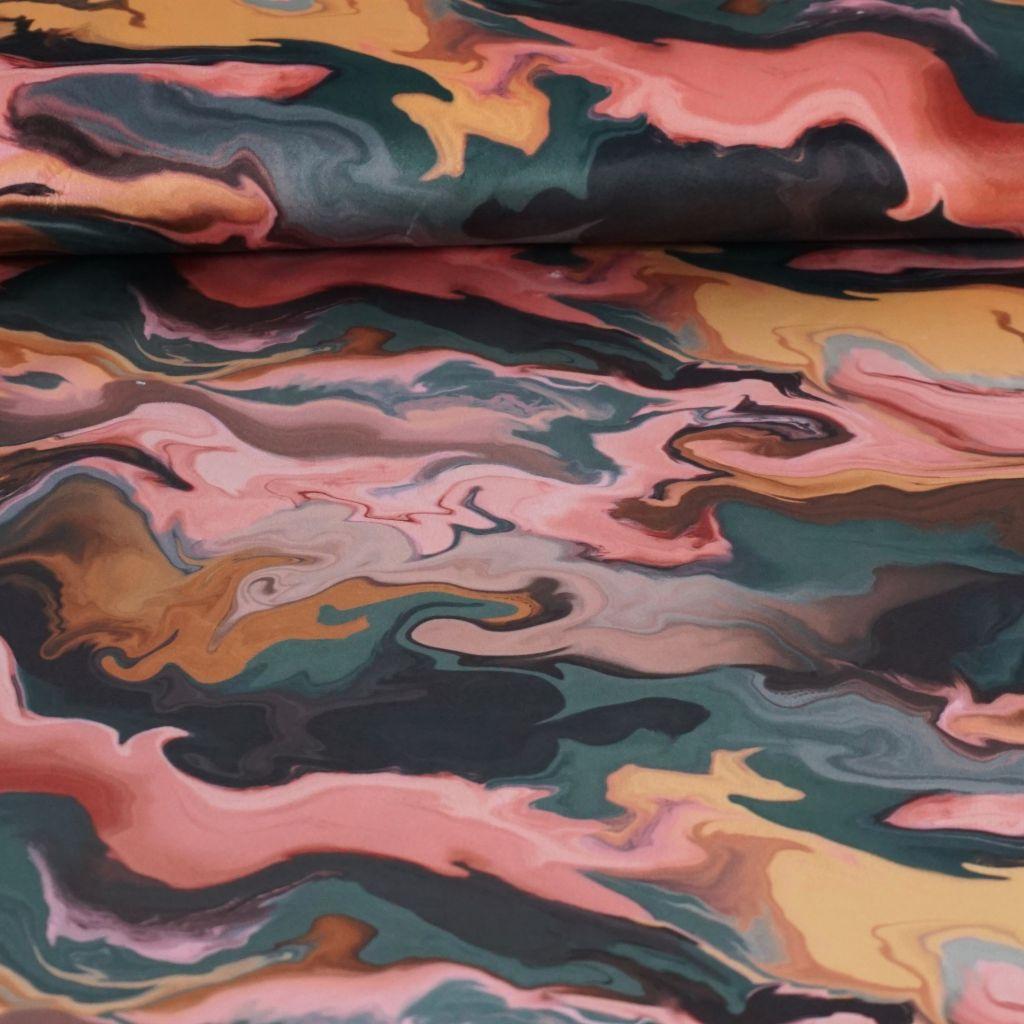 Dekosamt Velvet rosa petrol gelb marmoriert